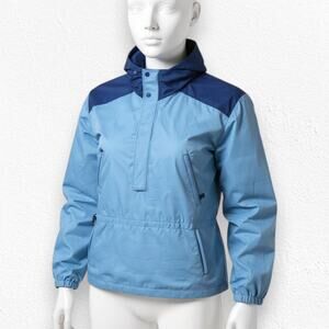 70s Vintage LL Bean Two Tone Blue Retro Half Zip Windbreaker Jacket Size Medium